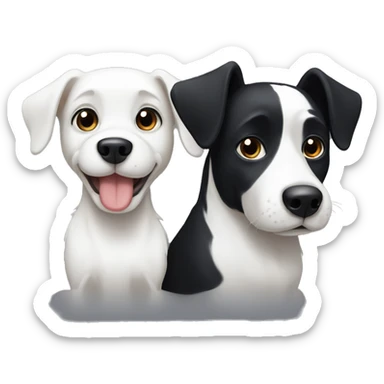 Cute black dog and white dog sitting next to each other facing the screen sticker