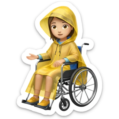 Girl in a wheelchair with rain poncho sticker