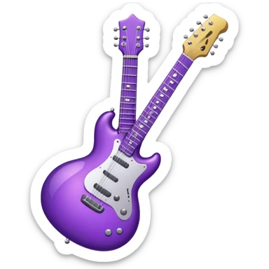 a purple Christmas ornament with a guitar sticker