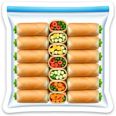I'd like a freezer zipper bag containing 10 raw spring rolls sticker