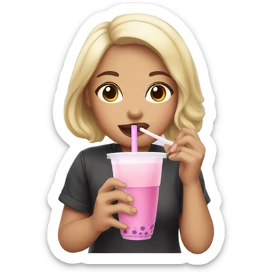 A girl drinking bubble tea sticker