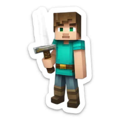 Minecraft Steve with a sword sticker