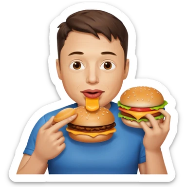 Elon Musk eat hamburger  sticker