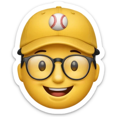 smiley emoji with a baseball cap and glasses sticker