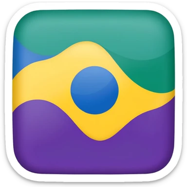 Bandera color azul amarillo morado y verde, seccionada en 4 partes iguales cuadradas sticker