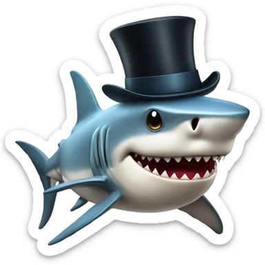 Shark with a top hat sticker