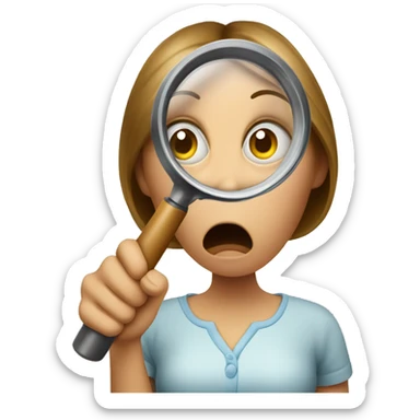 shocked woman with magnifying glass sticker