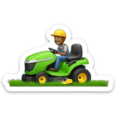 normal man cutting grass with lan mower sticker
