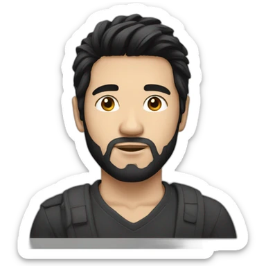 White man laptop black hair asian sticker