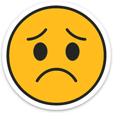 animated sad face emoji, modern color icon style, expressive, clear lines, simple shading sticker
