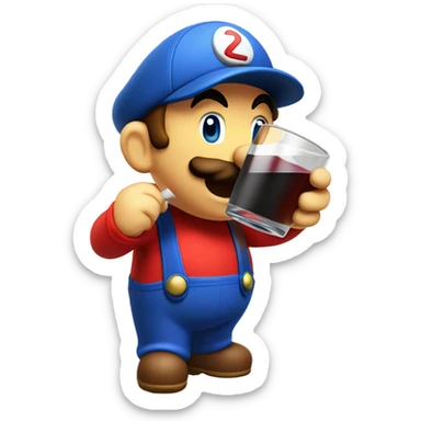 Mario plumber drinking alcohol with a hat that says “HOPE” sticker