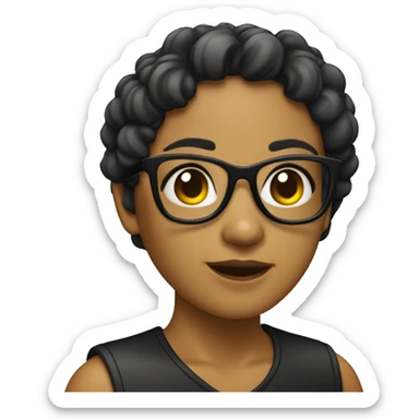 Una chica con pelo negro y con gafas sticker