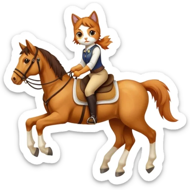 Cat riding a horse  sticker