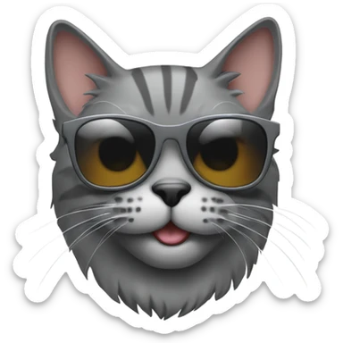 scotish cat gray color with sunglasses sticker