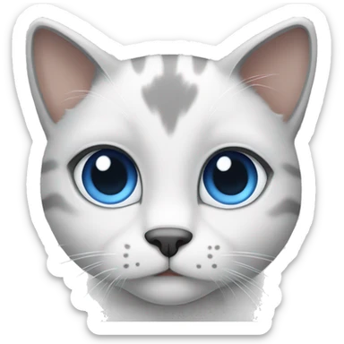 gray and white cat with blue eyes sticker