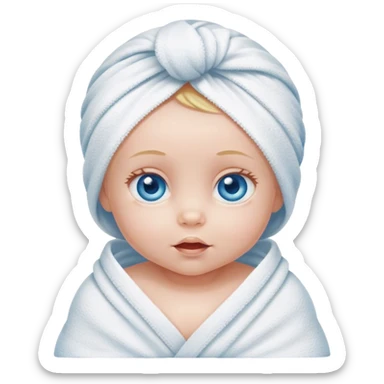 Baby girl wrapped  in towel,blue eyes  sticker