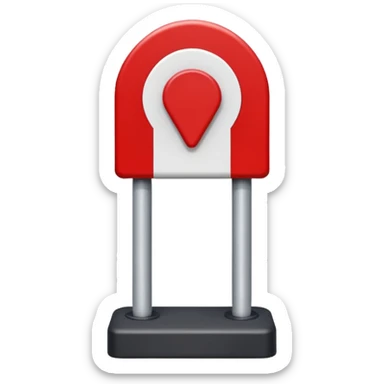 Représente moi une borne kilométrique rouge et blanche le bas est blanc et rectangulaire et le haut est en demi cercle rouge sticker