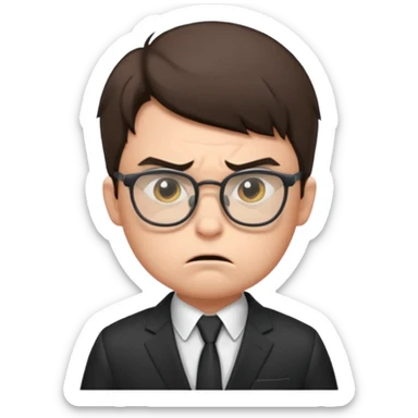 aggressive boy with glasses in suit sticker