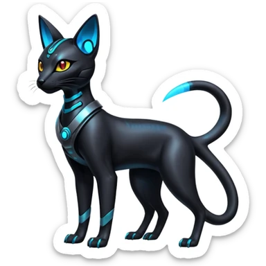 Futuristic Glowing shiny cyberpunk-Bastet-Umbreon-Salandit-fusion (full body) sticker