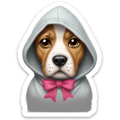 Dog wearing a hoodie with a bow  sticker
