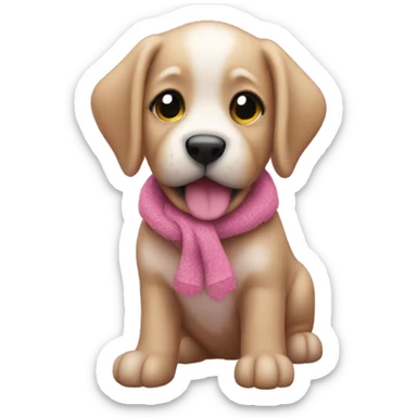 Pink puppy Christmas  sticker