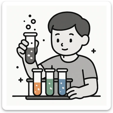 school subject chemistry, test tubes with colorful liquids, educational atmosphere, minimalist style sticker