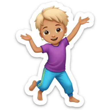 child dancing joyfully, colorful and energetic sticker