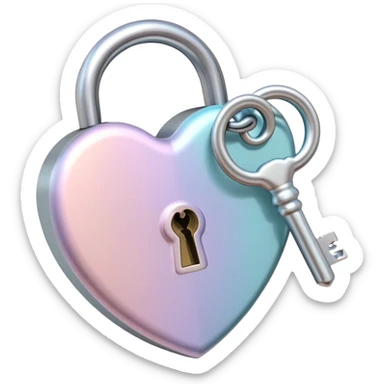 Pastel heart-shaped lock and key sticker