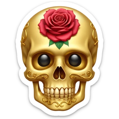 shiny golden skull emoji with a rose ring sticker