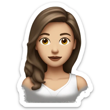 A girl with brown Hair  and Brown eyes, round lips and a sharp jawline but no clear skin sticker