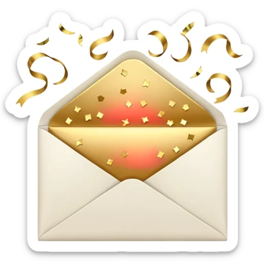 white envelope фтв gold confetti sticker