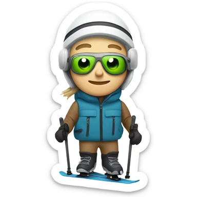 white guy with stubs in skiing gear sticker