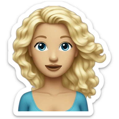 blond women with beach-wave-hair blue eyes sticker