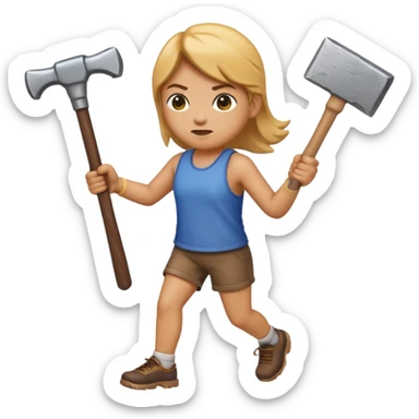 An emoji representing the "ironman challenge event" long-distance marathon for an mmorpg player who crafts everything themselves the hard way, and does not buy or sell items in-game. See https://ironman.com for ideas. sticker