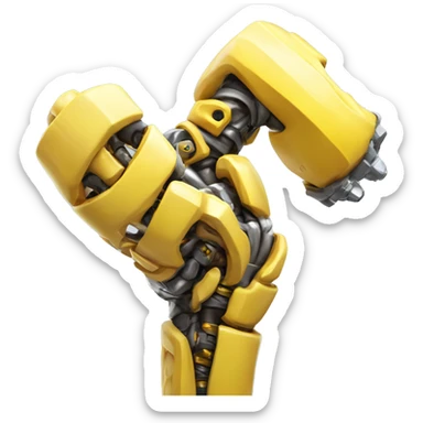 Flexing yellow mechanical cyborg bicep with shocks attached to arm sticker