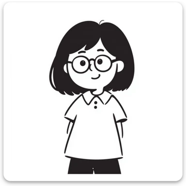 young Vietnamese girl with shoulder-length black hair and glasses sticker