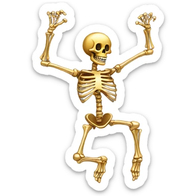 golden skeleton dancing sticker