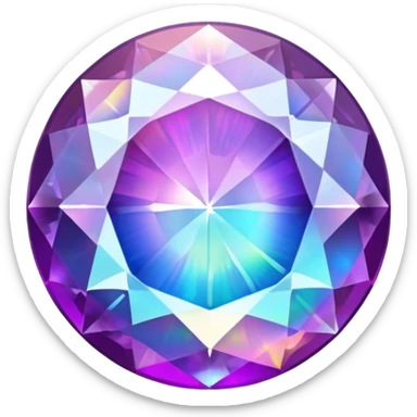 round cut purple opal gemstone with brilliant faceting and holographic rainbow fire within sticker