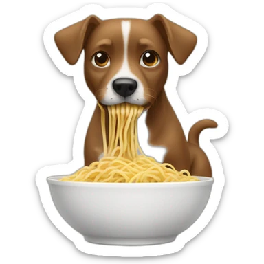 Dog eating noodles sticker
