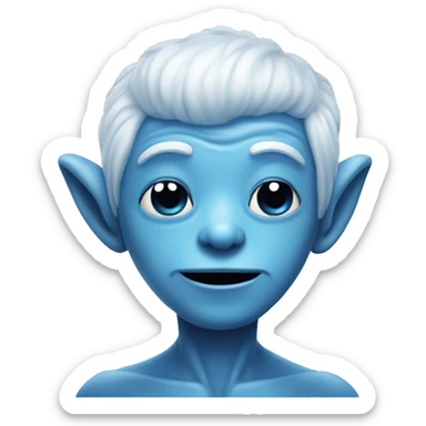 Cute blue alien with white tuft of hair on top of head sticker