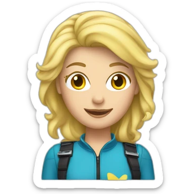 caucasian blonde female skydiver sticker