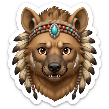 A native strong buff hyena with war bonnet  sticker