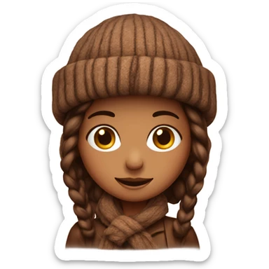 brownie cold girl with wool hat  sticker
