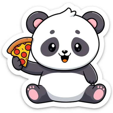 Panda eating pizza sticker