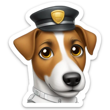a jack russell terrier dog who works as a switchman and wears a bulletproof vest sticker