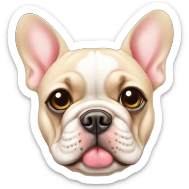 beige French bulldog with heart in eyes sticker