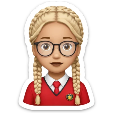 red uniform wearing scout kid with braids and glassess sticker