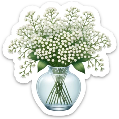 Baby’s breath bouquet in clear vase  sticker