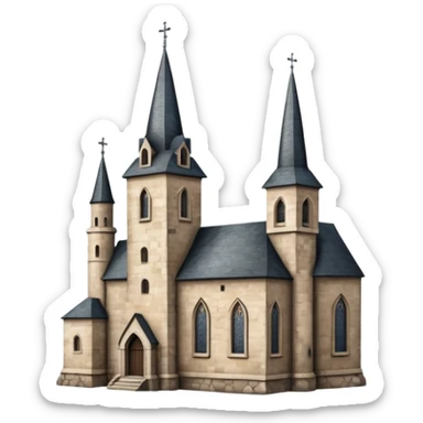 church with turret castle spire sticker
