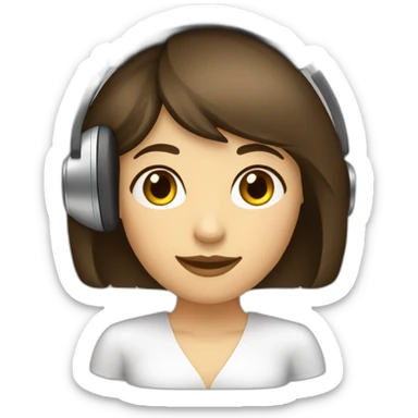 brunette-girl-with-bangs-hair-callcenter-headset sticker